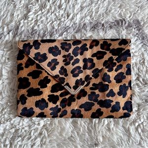 Elaine Turner cheetah print envelope clutch